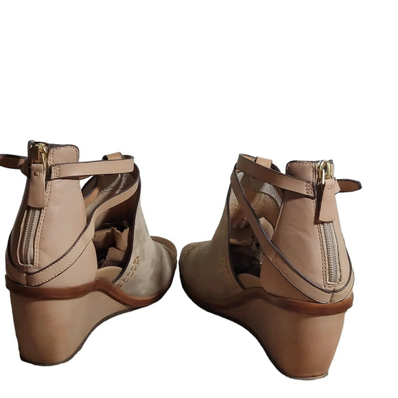 Naked Feet‎ Crux Leather Suede Strappy Wedge Sandals - Picture 7 of 16